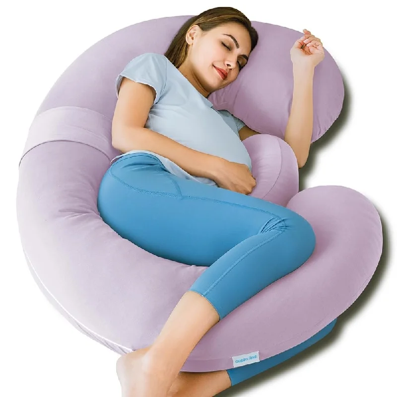 Cooling Pregnancy Pillows,E Shaped Full Body Pillow for Sleeping, with Pregnancy Wedge Pillow,60 Inch Maternity Pillow