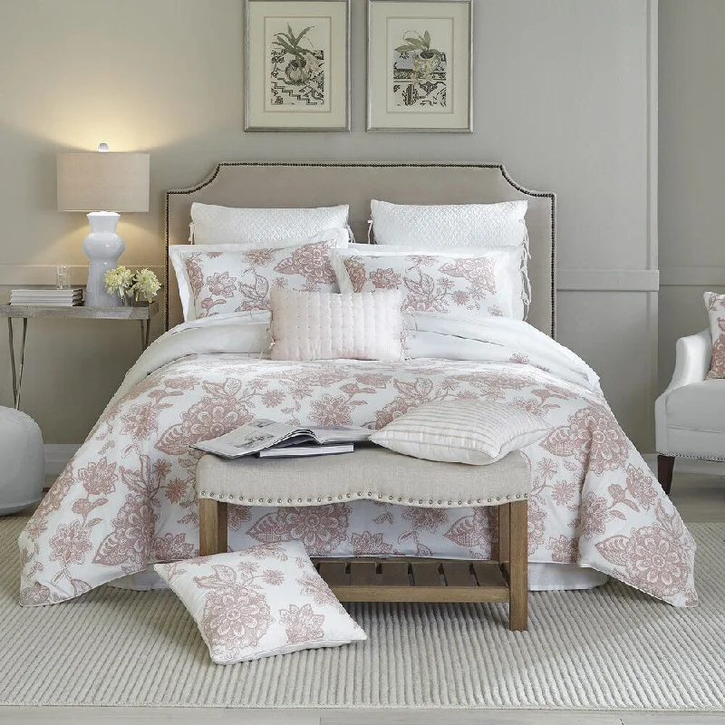 Croscill Fiona Blush Embroidered Cotton 4 Piece Comforter Set