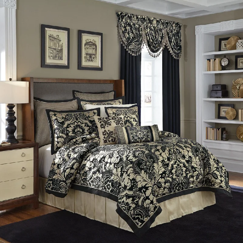 Croscill Napoleon Chenille Jacquard Woven Damask 4 Piece Comforter Set