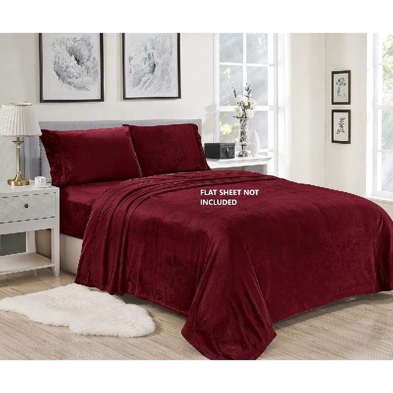 Décor&More Luxury Elegance 3 Piece Queen Size Extra Soft Velvet Touch Microplush Sheet Set - Burgundy