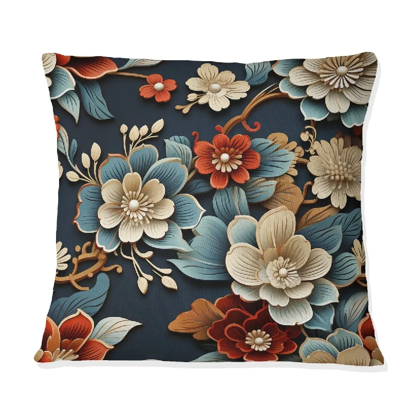 Designart "Asian Artistry Floral I" Oriental Printed Throw Pillow