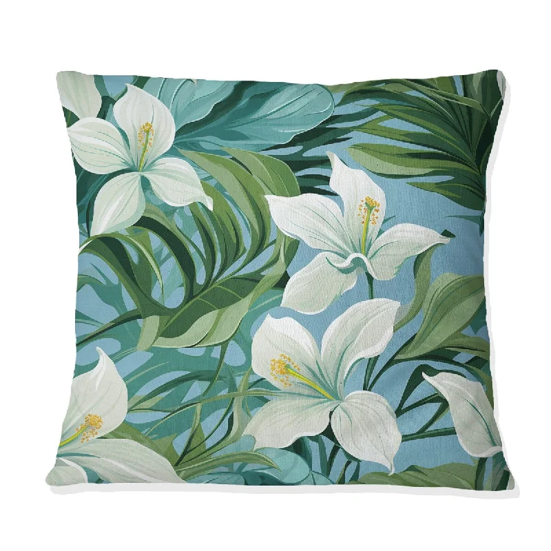 Designart "Azure Breeze Tropical Pattern II" Tropical Printed Throw Pillow