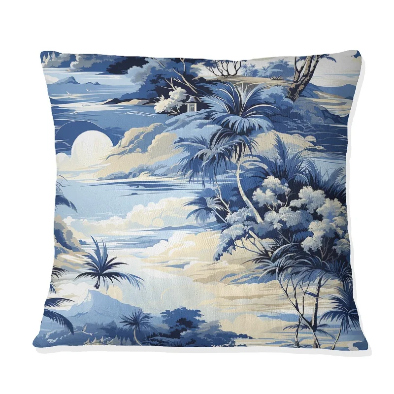 Designart "Azure Oasis Tropical Pattern III" Tropical Printed Throw Pillow