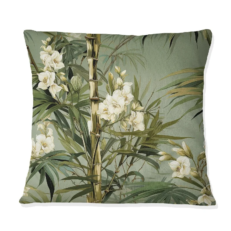 Designart "Bamboo Elegance Tropical Pattern VI" Tropical Printed Throw Pillow