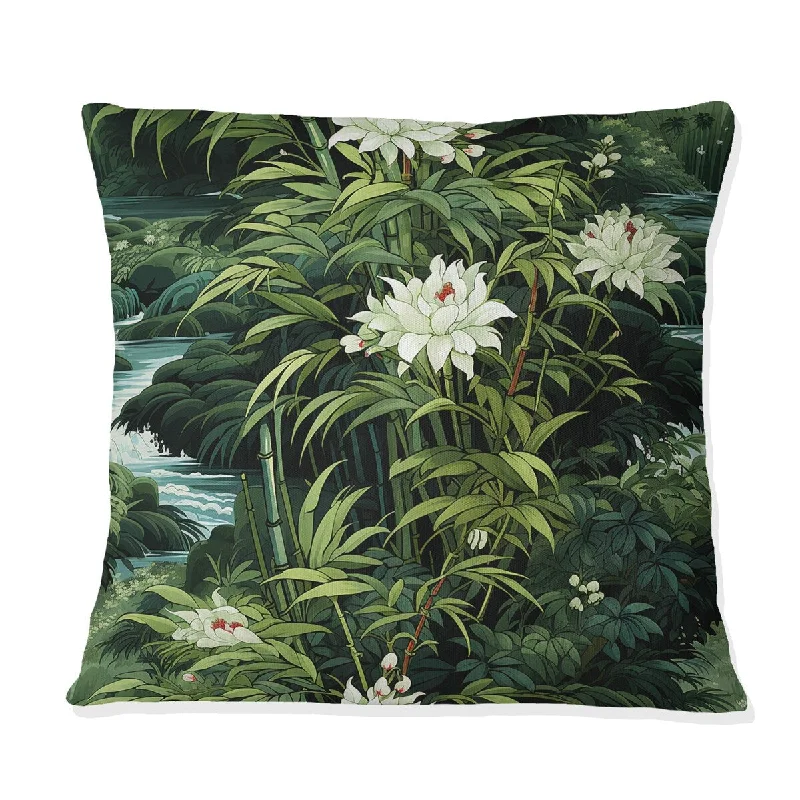 Designart "Bamboo Forest Allure" Floral Printed Throw Pillow