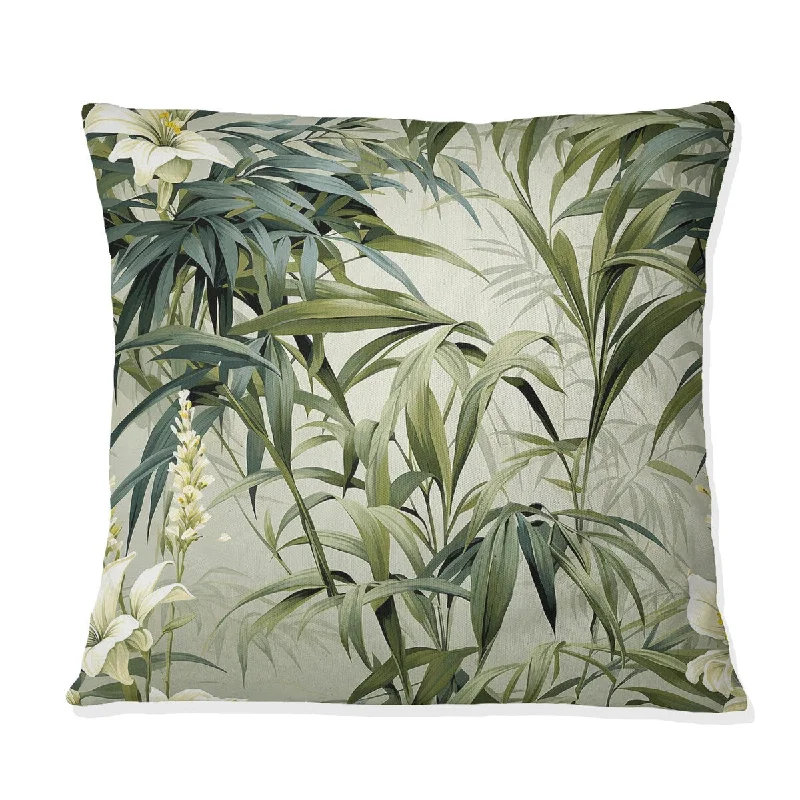 Designart "Bamboo Fusion Tropical Pattern I" Tropical Printed Throw Pillow