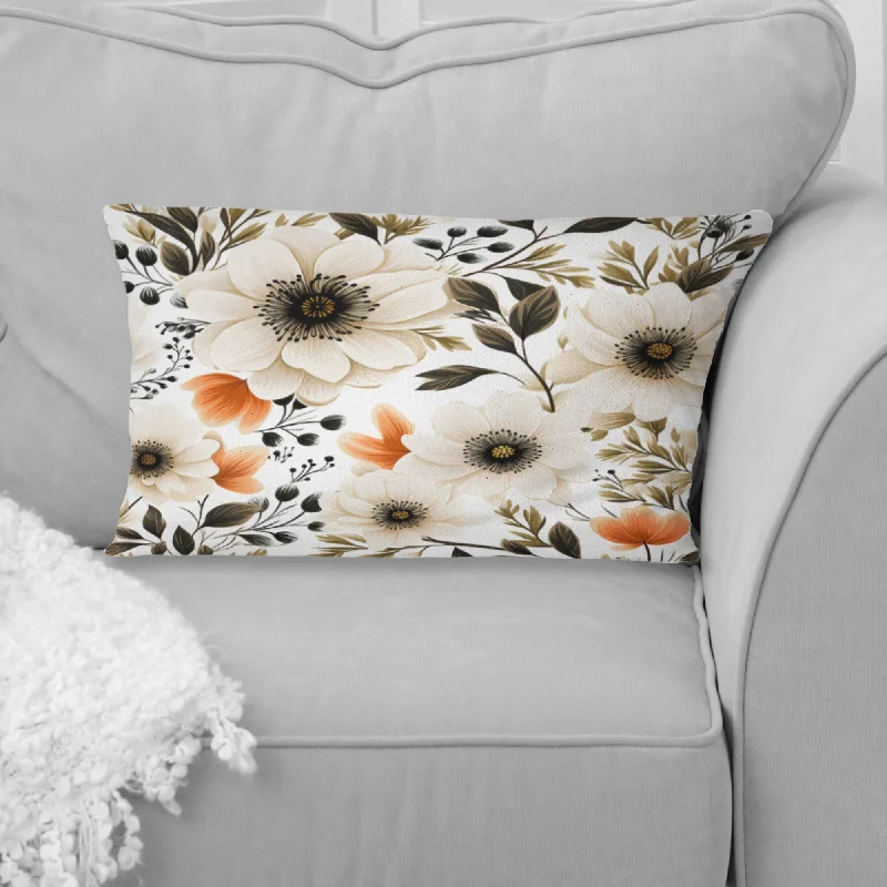 Designart "Beige And Black Watercolor Floral Pattern I" Floral Printed Throw Pillow