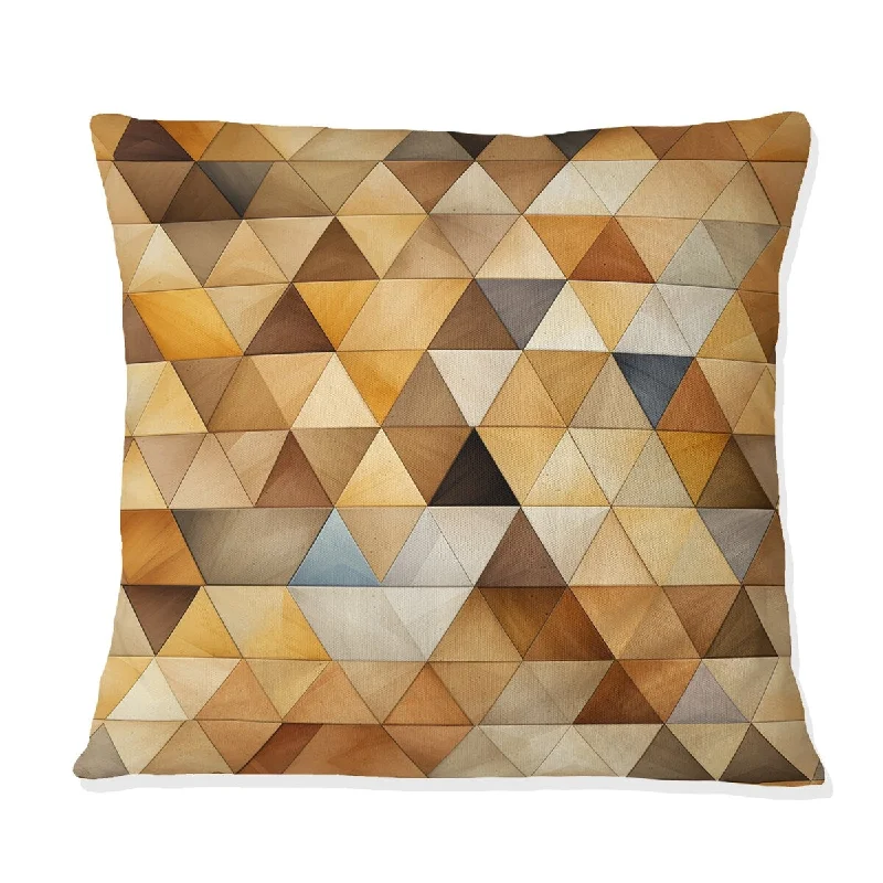 Designart "Beige And Brown Rustic Triangle Vision" Geometric Printed Throw Pillow