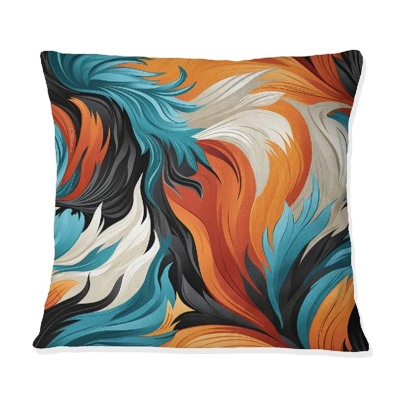 Designart "Blue And Orange Exotic Jungle Foliage" Abstract Printed Throw Pillow