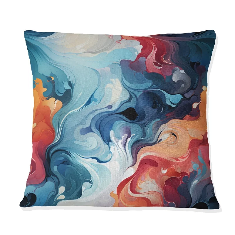 Designart "Blue And Orange Mystic Reverie Marble Pattern" Marble Printed Throw Pillow