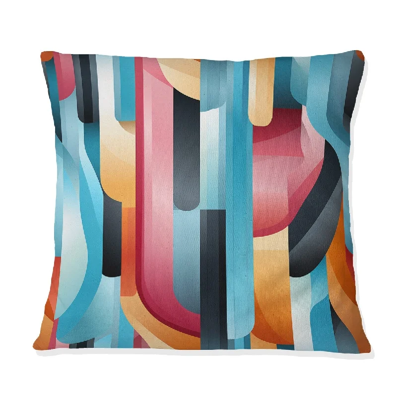 Designart "Blue And Pink Futuristic Striped Pattern II" Striped Printed Throw Pillow