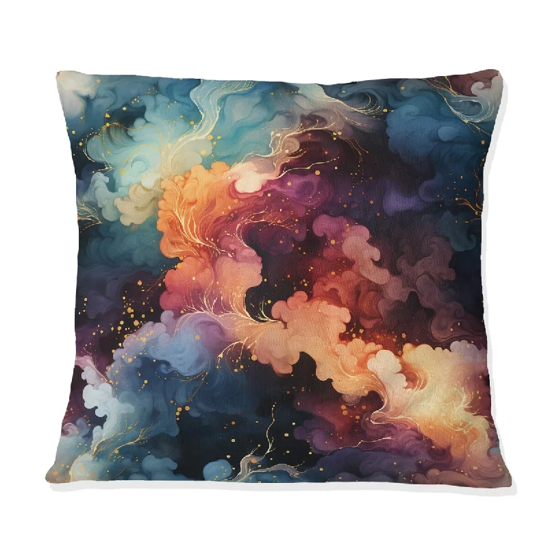 Designart "Blue And Purple Cosmic Voyage Marble Pattern" Marble Printed Throw Pillow