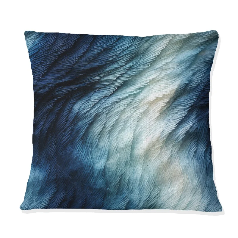 Designart "Blue And White Shibori Marble Ink" Marble Printed Throw Pillow