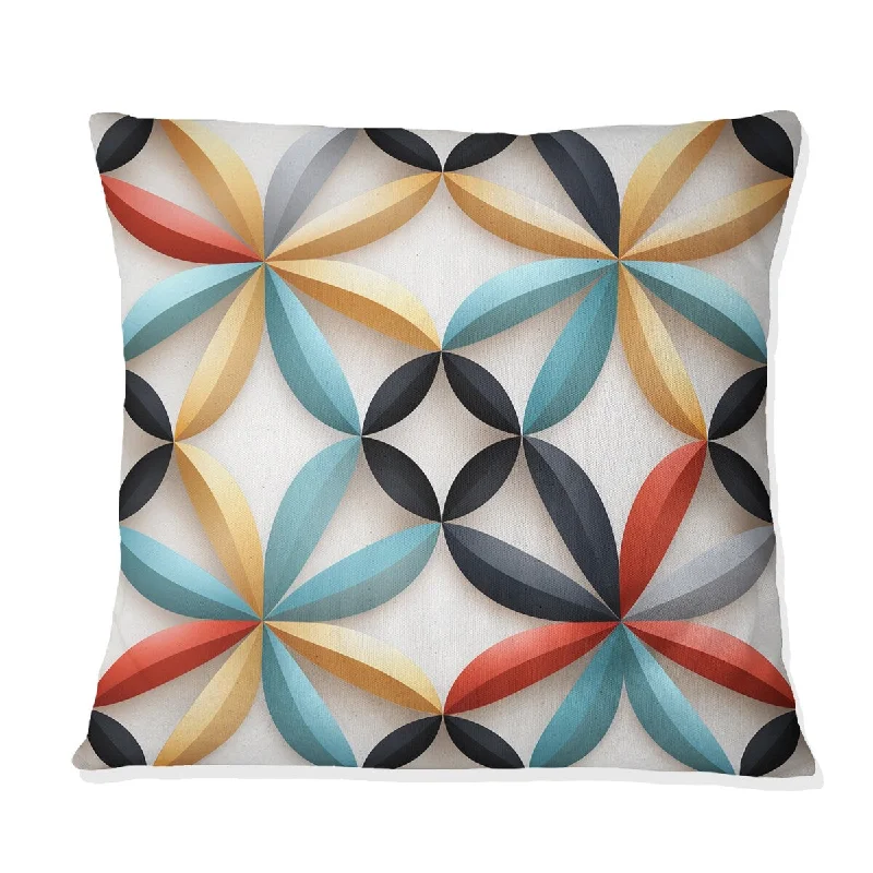 Designart "Blue And Yellow Modern Mosaic" Geometric Printed Throw Pillow