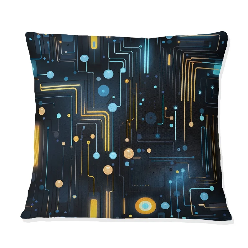 Designart "Blue Futuristic Striped Pattern" Geometric Printed Throw Pillow