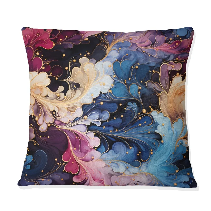 Designart "Blue Galactic Dreams Marble Dreams" Marble Printed Throw Pillow