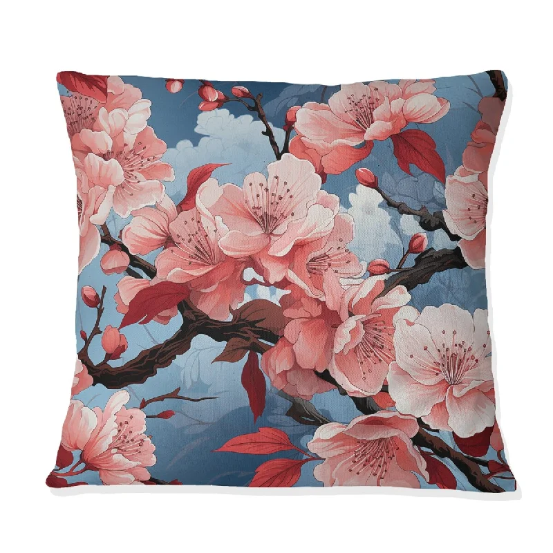 Designart "Cherry Blossom Bliss" Oriental Printed Throw Pillow