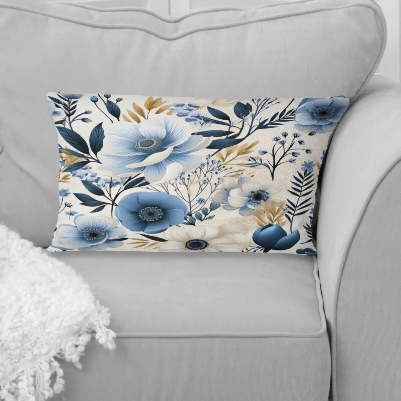 Designart "Classic Blue Harmony Bouquet III" Floral Printed Throw Pillow