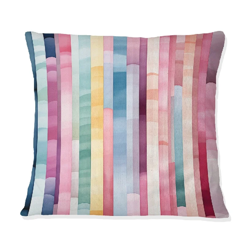 Designart "Colorful Watercolor Illusion Stripe Pattern I" Geometric Printed Throw Pillow