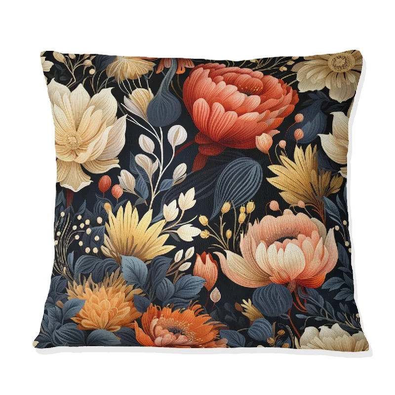 Designart "Coral And Beige Floral Jungle Garden Dreams I" Floral Printed Throw Pillow