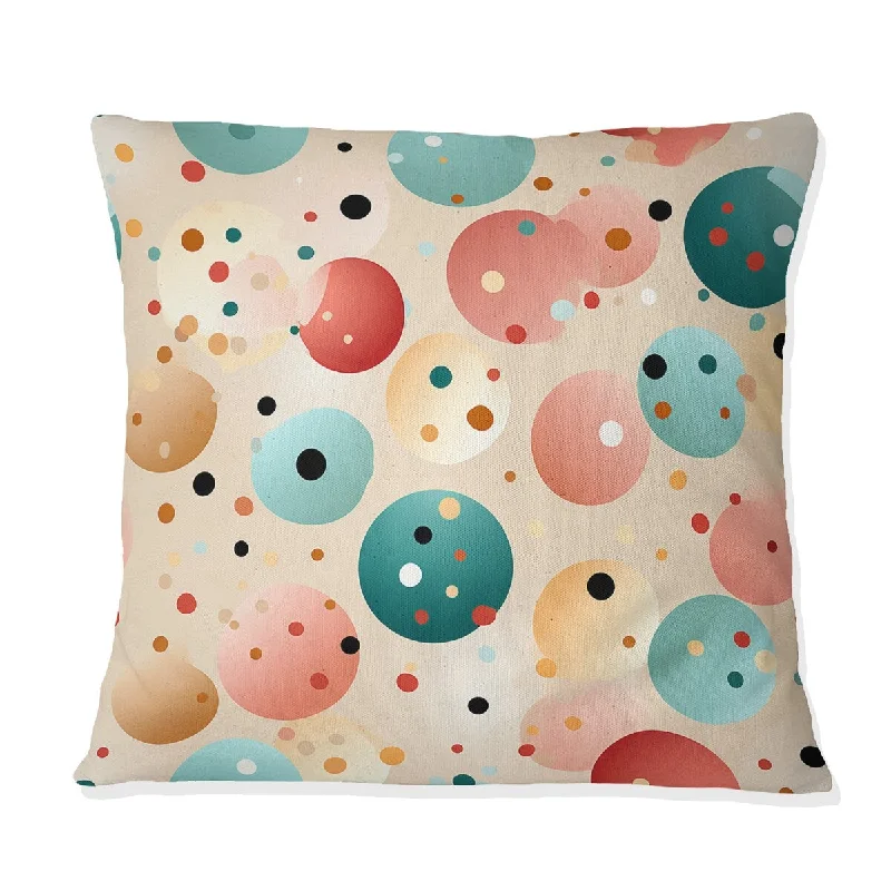 Designart "Coral And Blue Elegant Polka Dots Bliss II" Polka Dots Printed Throw Pillow