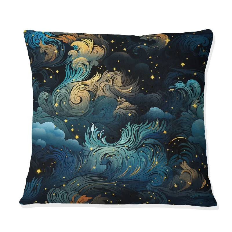 Designart "Cosmic Noir Moody Patterns I" Abstract Printed Throw Pillow