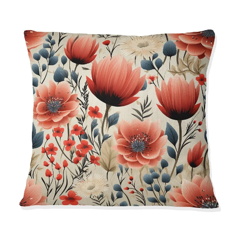 Designart "Divine Dreams Floral Pattern" Floral Printed Throw Pillow