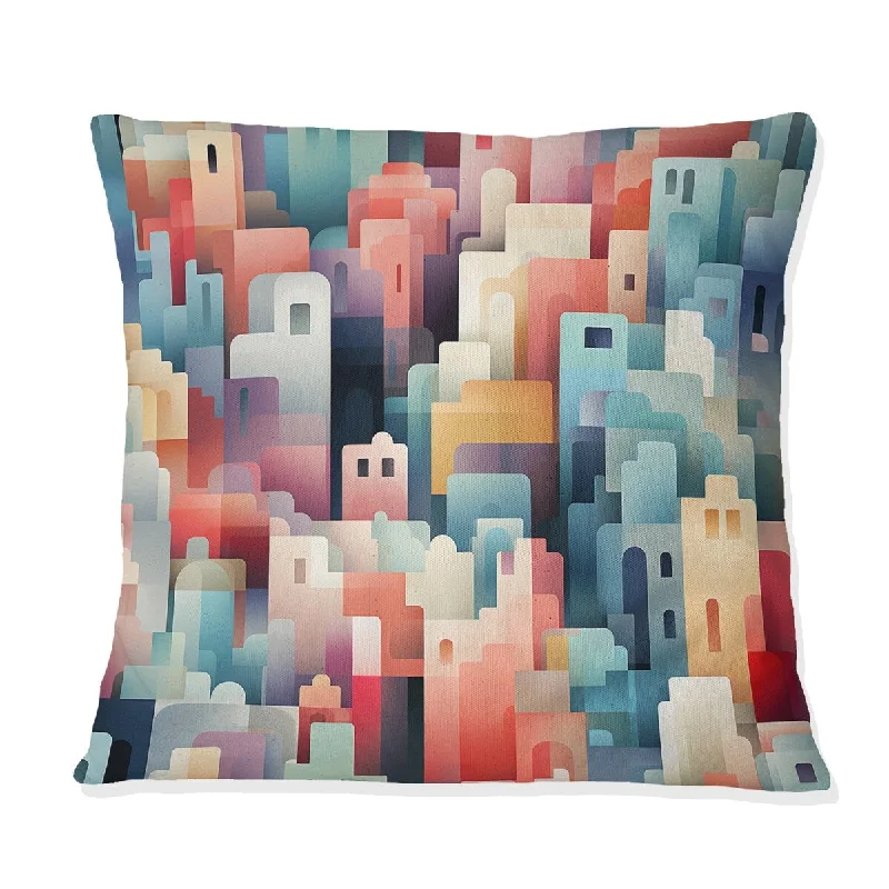 Designart "Geometric Pastel Colors Skylines Pattern" Geometric Printed Throw Pillow