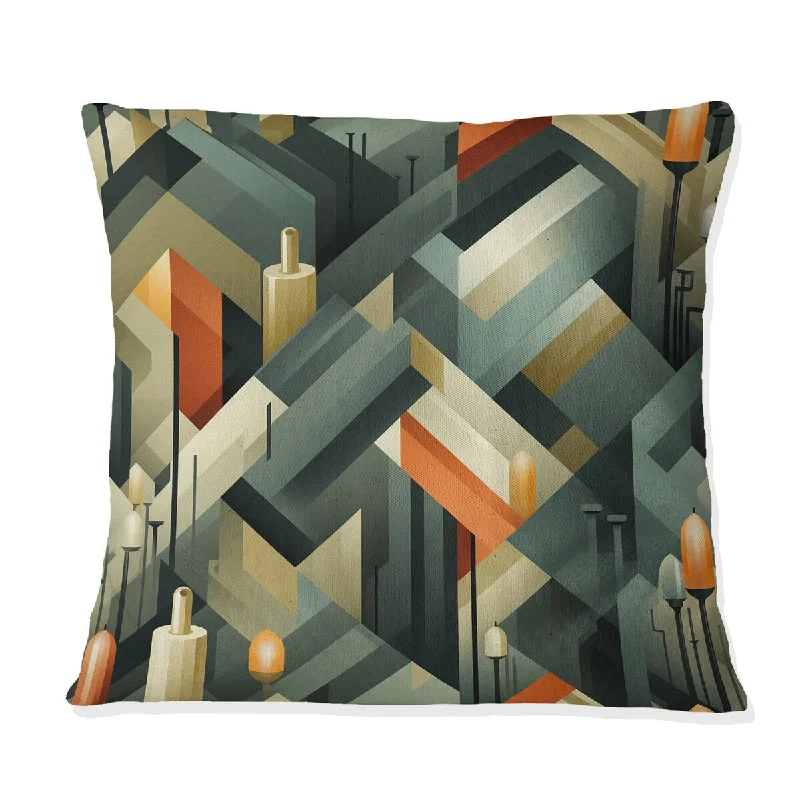 Designart "Green Cubic Oasis Geometric II" Geometric Printed Throw Pillow