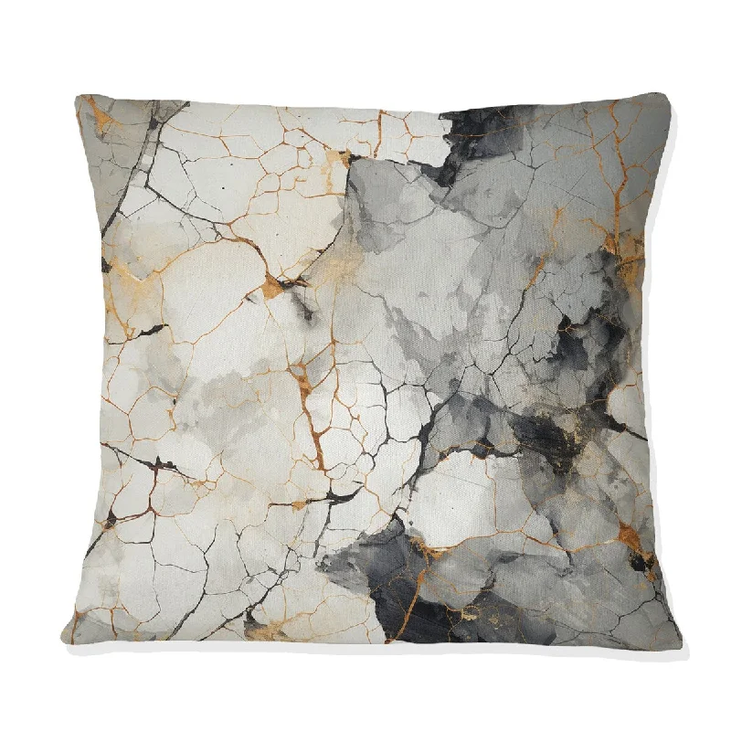 Designart "Grey Industrial Chic Marble Escape II" Marble Printed Throw Pillow