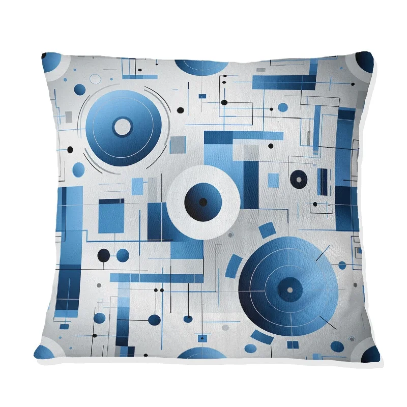 Designart "Industrial Blue Matrix Geometric Pattern II" Geometric Printed Throw Pillow