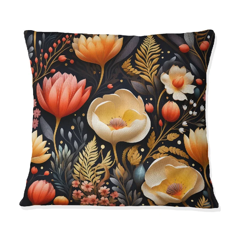 Designart "Multicolor Contemporary Fusion Floral Pattern III" Floral Printed Throw Pillow