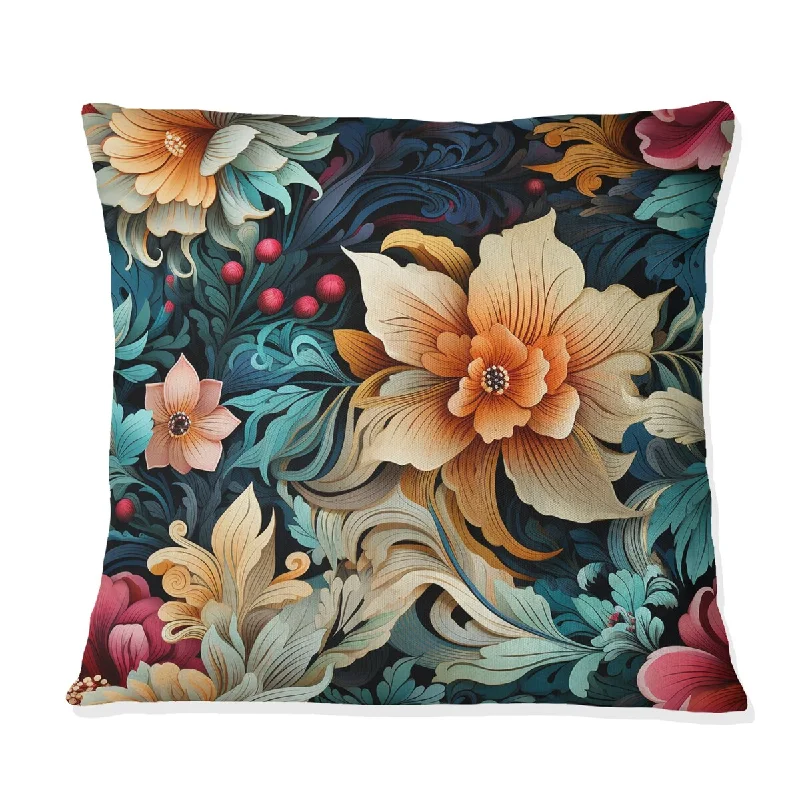 Designart "Multicolor Tropical Fusion Floral Pattern I" Floral Printed Throw Pillow