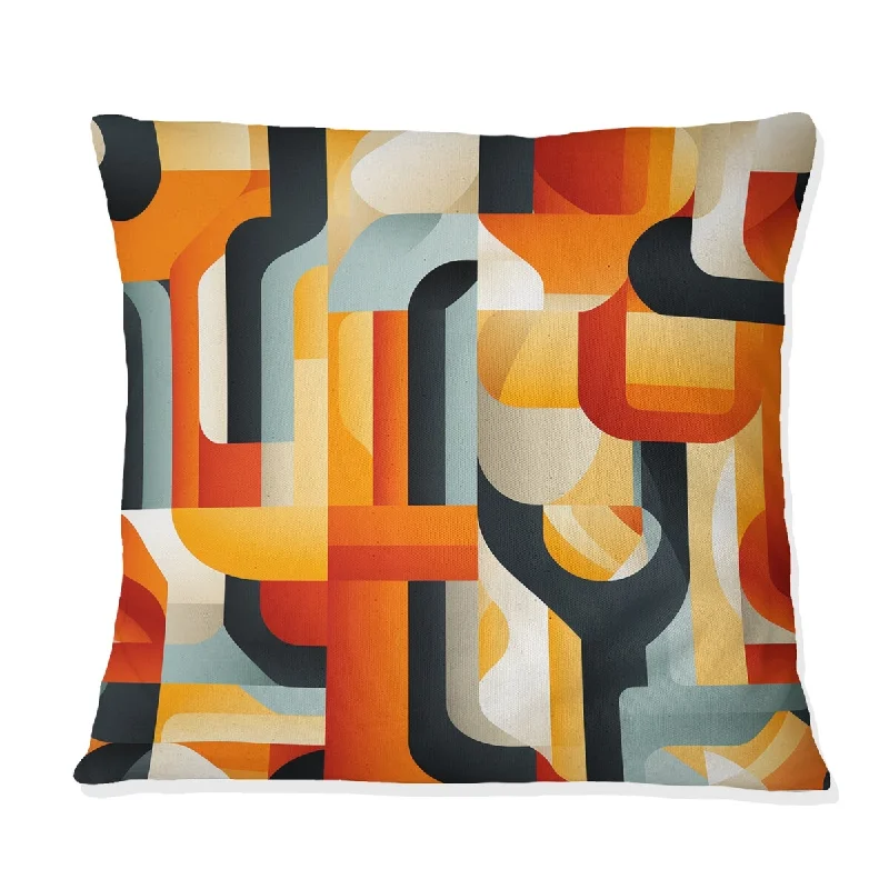 Designart "Orange And Blue Rustic Mosaic Pattern I" Geometric Printed Throw Pillow