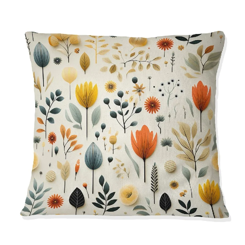 Designart "Simplicity In Scandinavian Flowers VIII" Geometric Printed Throw Pillow