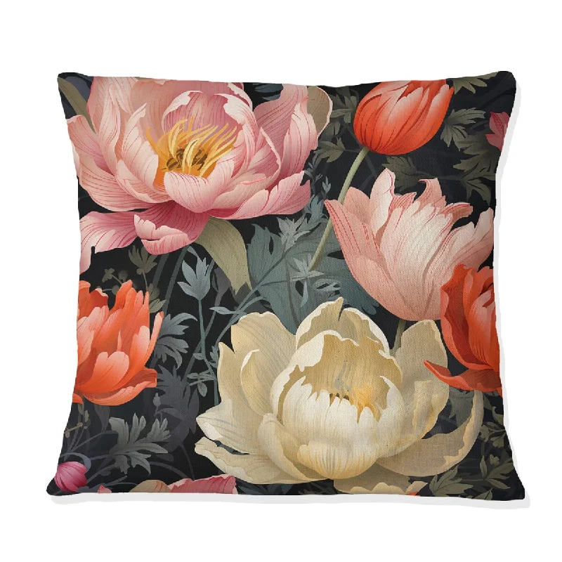 Designart "Vibrant Weave Ikat Blooms II" Floral Printed Throw Pillow