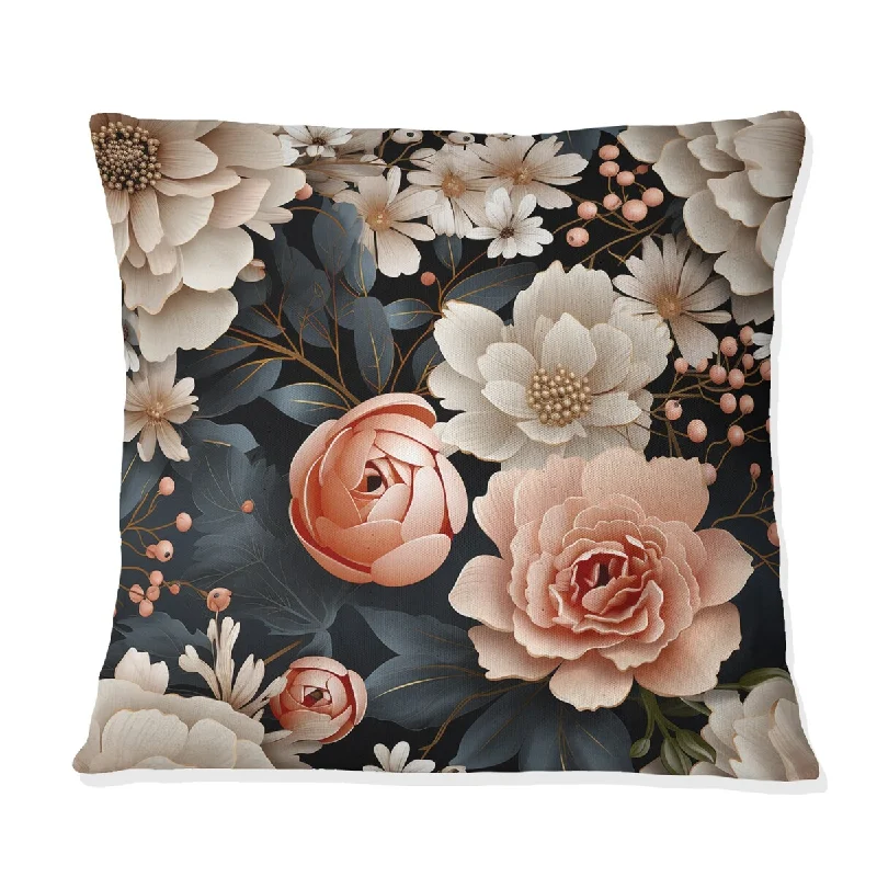 Designart "Vintage Classic Pink Floral Paradise" Floral Printed Throw Pillow