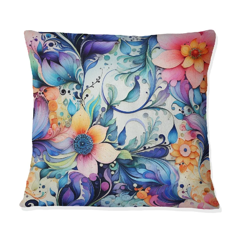 Designart "Watercolor Delight Paisley Pattern" Paisley Printed Throw Pillow