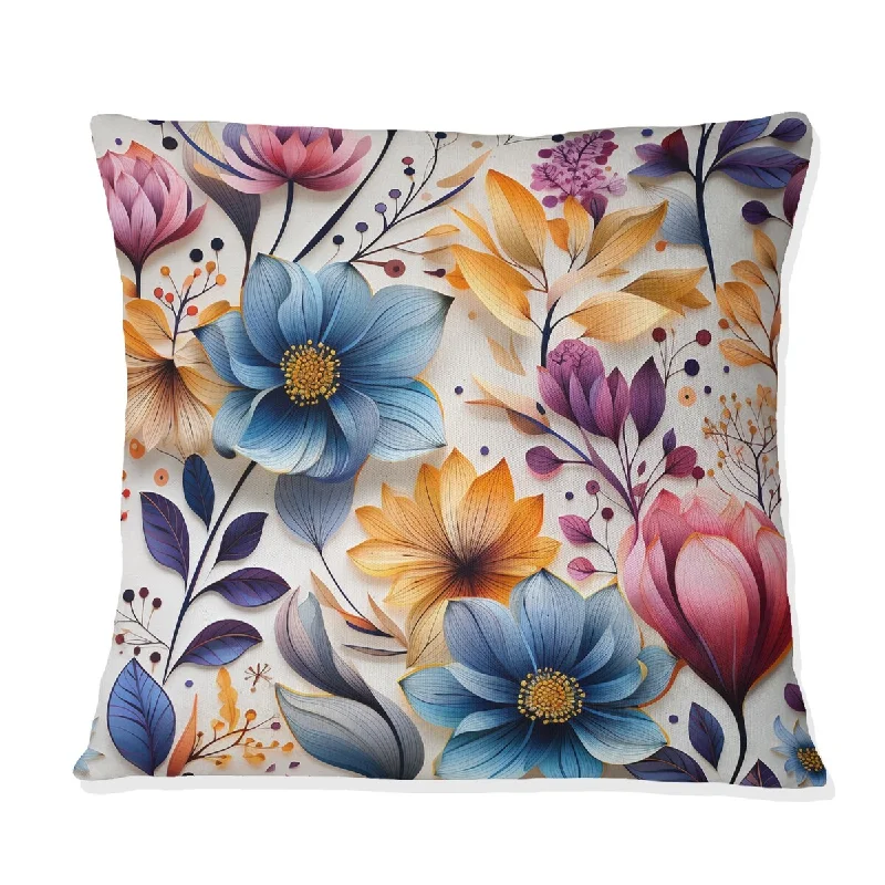 Designart "Watercolor Pastel Dreams Garden I" Floral Printed Throw Pillow