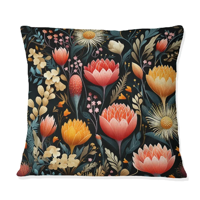 Designart "Whimsical Bohemian Bliss Floral Pattern V" Floral Printed Throw Pillow