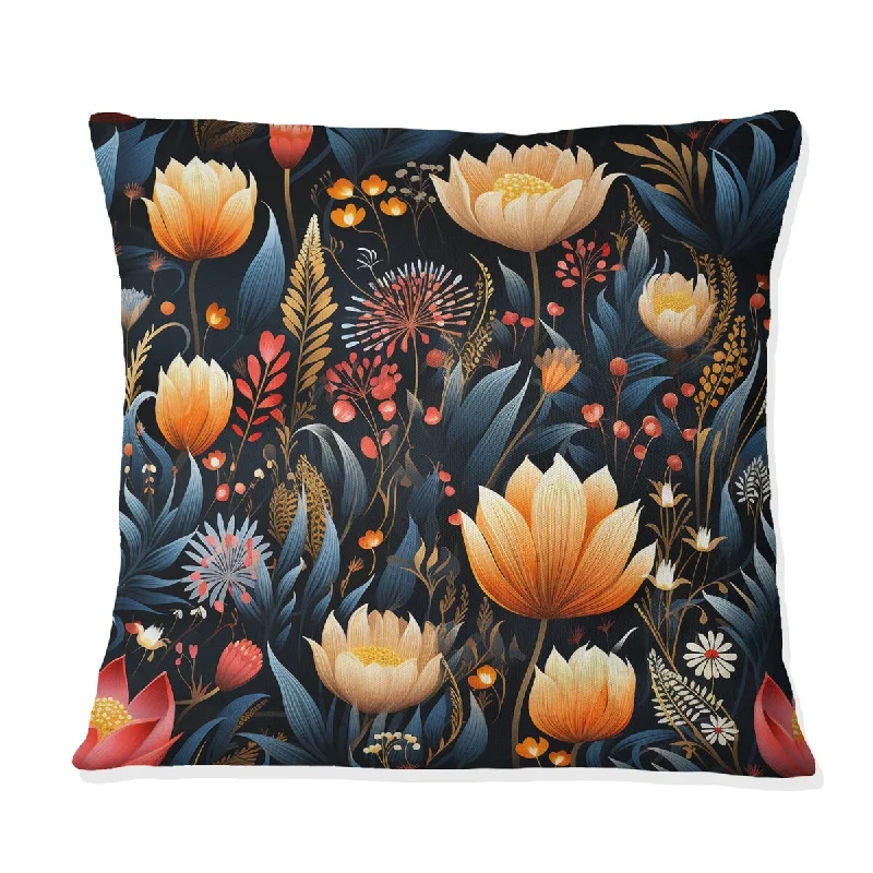 Designart "Whimsical Bohemian Bliss Floral Pattern VII" Floral Printed Throw Pillow