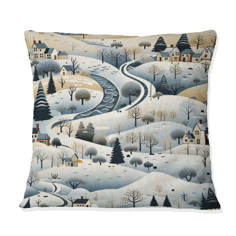 Designart "Winter Scandinavian Landscape I" Floral Printed Throw Pillow