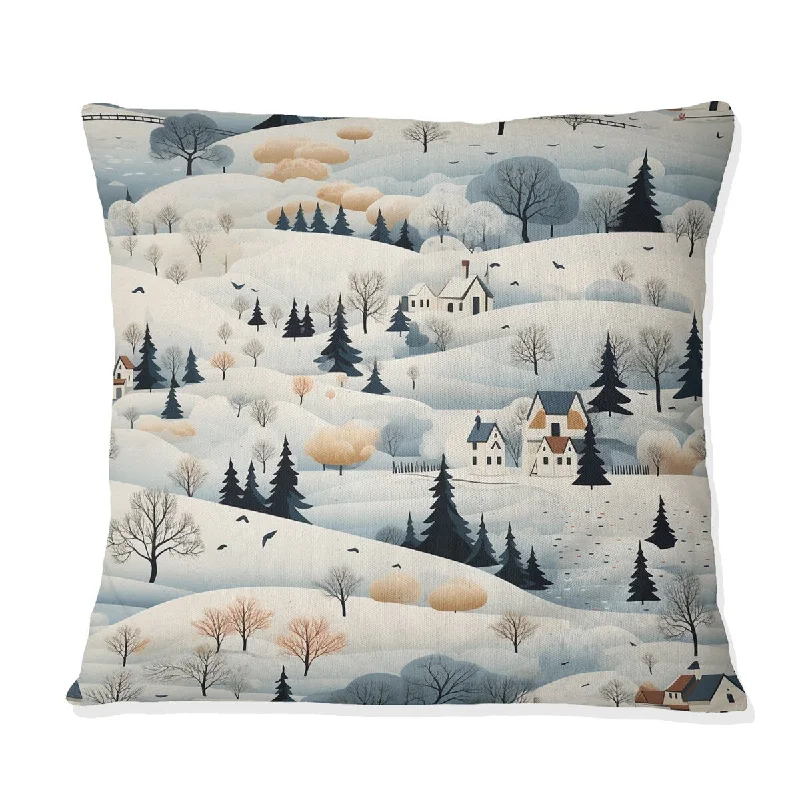 Designart "Winter Scandinavian Landscape IV" Floral Printed Throw Pillow