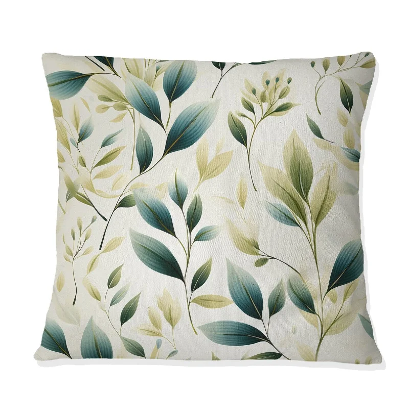 Designart "Zen Leaf Patterns" Plants Printed Throw Pillow