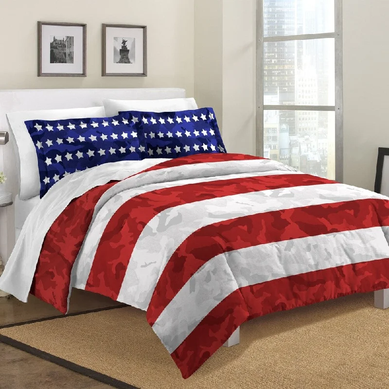 Destinations Stars and Stripes Camo Cotton 3-piece Comforter Set