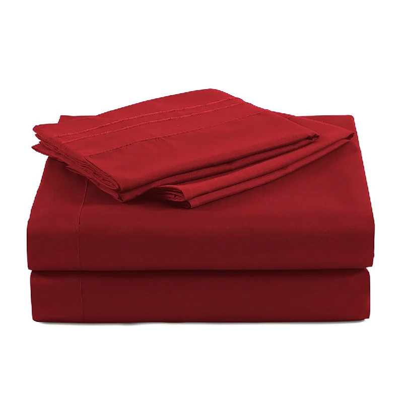 Esca Fabric Polyester 4PC Sheet Set - Burgundy