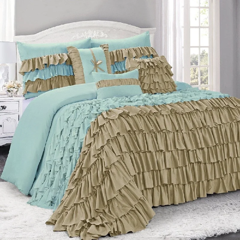 Fashion Street Brise Ruffled 7-piece Comforter Set