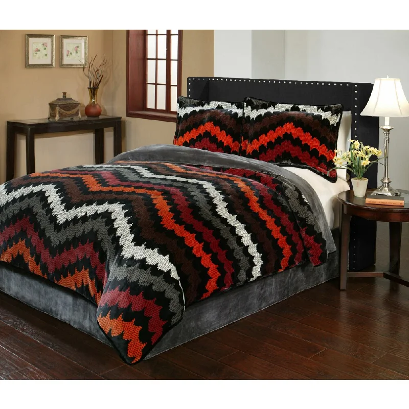 Fedora Velvet Plush Print Comforter Set