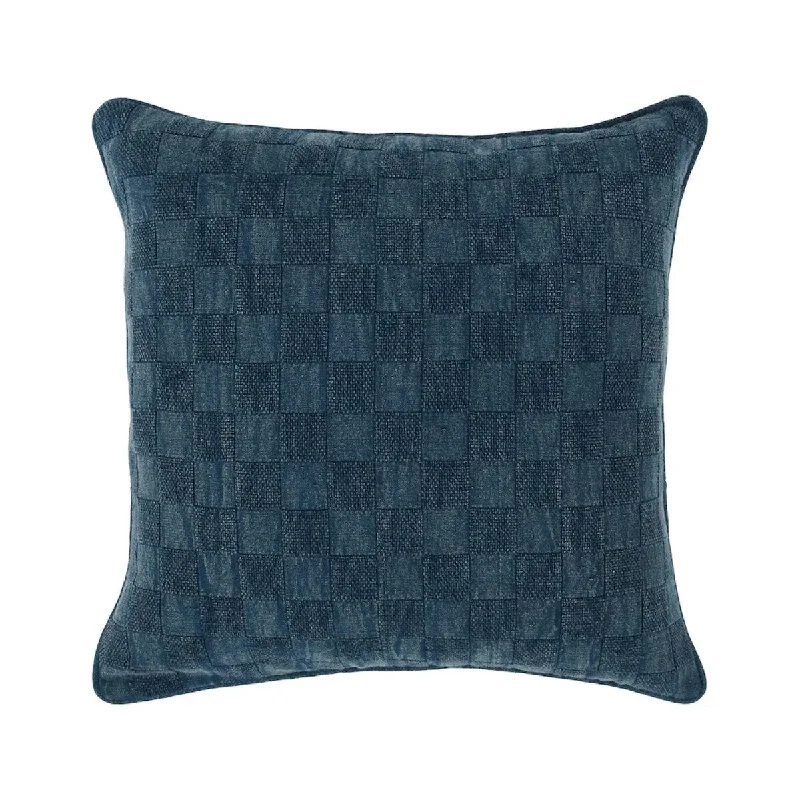 Giana 22 x 22 Square Accent Throw Pillow, Checkered Pattern, Navy Blue