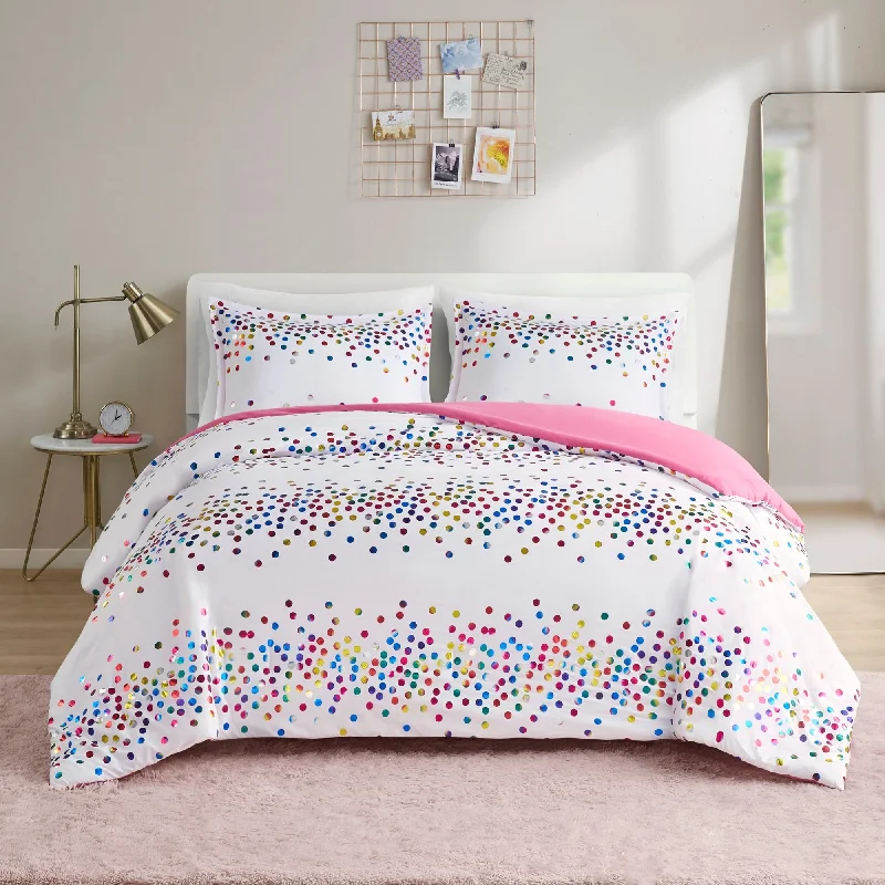 Intelligent Design Cora Rainbow Iridescent Metallic Dot Duvet Cover Set (Insert Excluded)